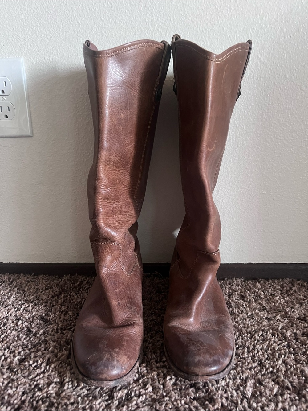 Frye Melissa Button Riding Boots - Cognac - Sz 7.5